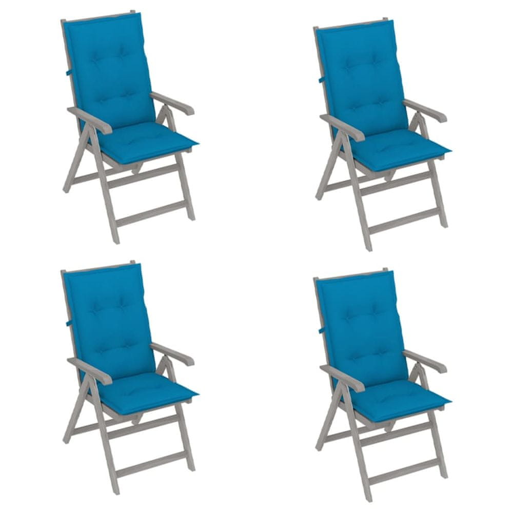 Vidaxl Záhradné sklápacie stoličky 4 ks s podložkami akáciový masív